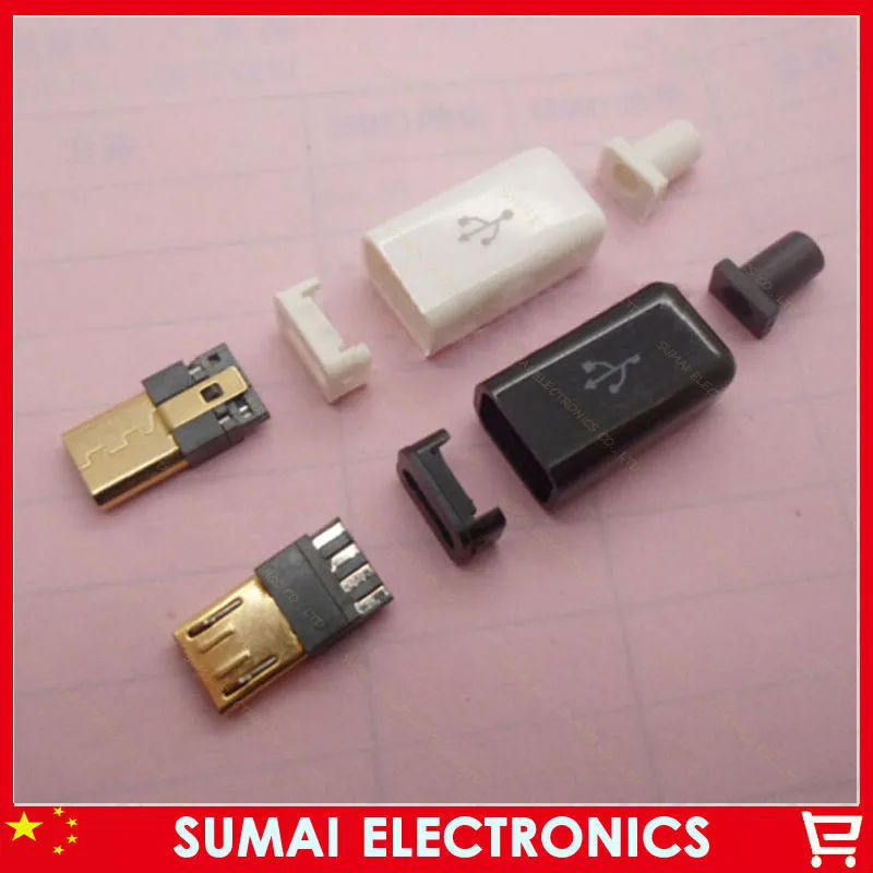 10sets Gold Plating DIY 4 in 1 Micro USB Male Plug with